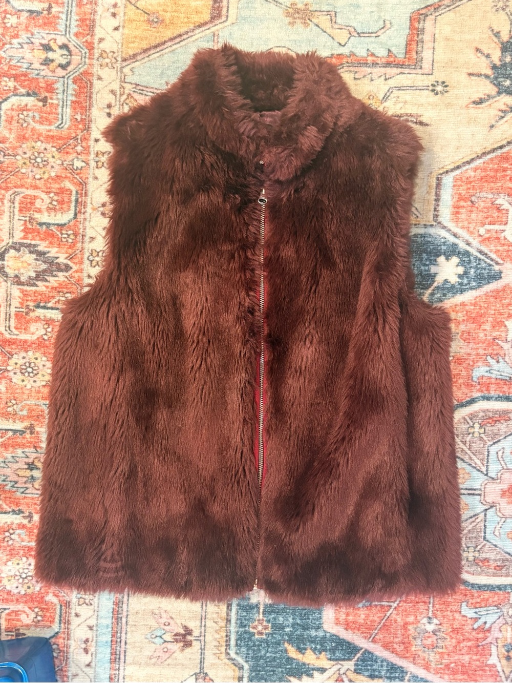 J. Crew Deep Brown Faux Fur Zip Vest